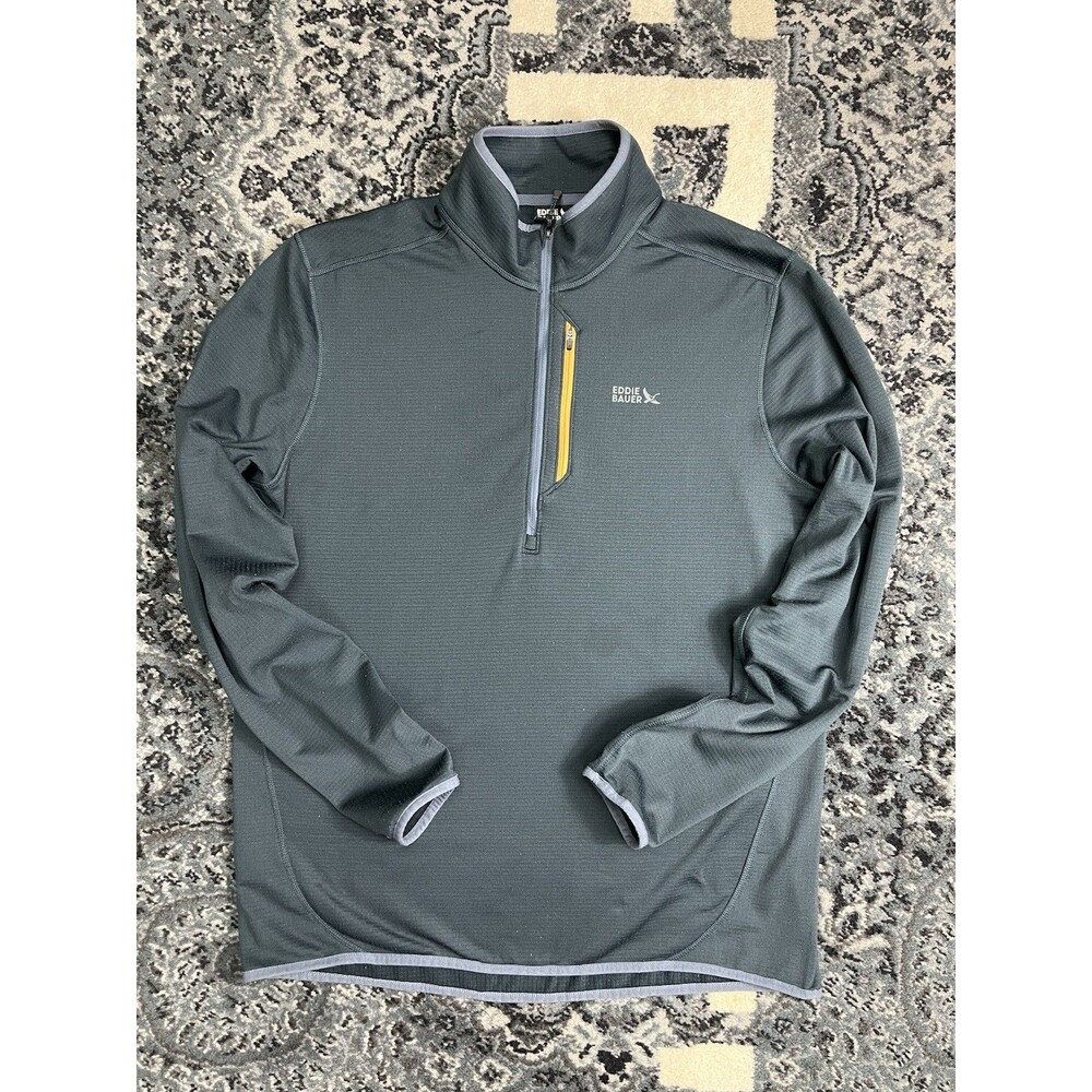 EDDIE BAUER Men’s Activator Grid Fleece 1/4 Zip Pullover Size Large Gray